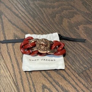 Marc Jacobs burgundy and Gold Chain Bracelet